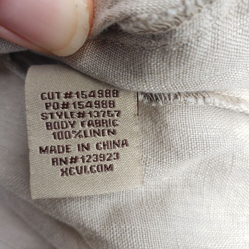 XCVI Women's Beige 3/4 Sleeve Half Button 100% LINEN Oversized Top Shirt Sz XS - Picture 7 of 7